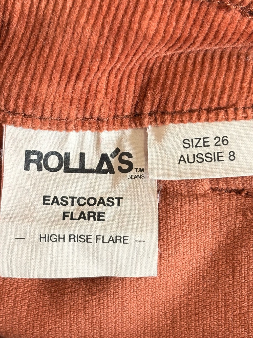 ROLLA'S Rust High-Rise Corduroy Flare Pants - Picture 5 of 6